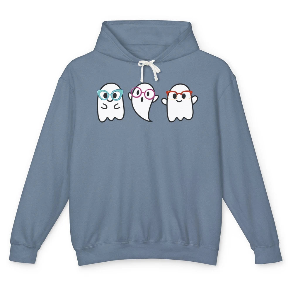 Cute Little Ghosts Glasses Optometrist Halloween Optician Unisex Lightweight Hoodie