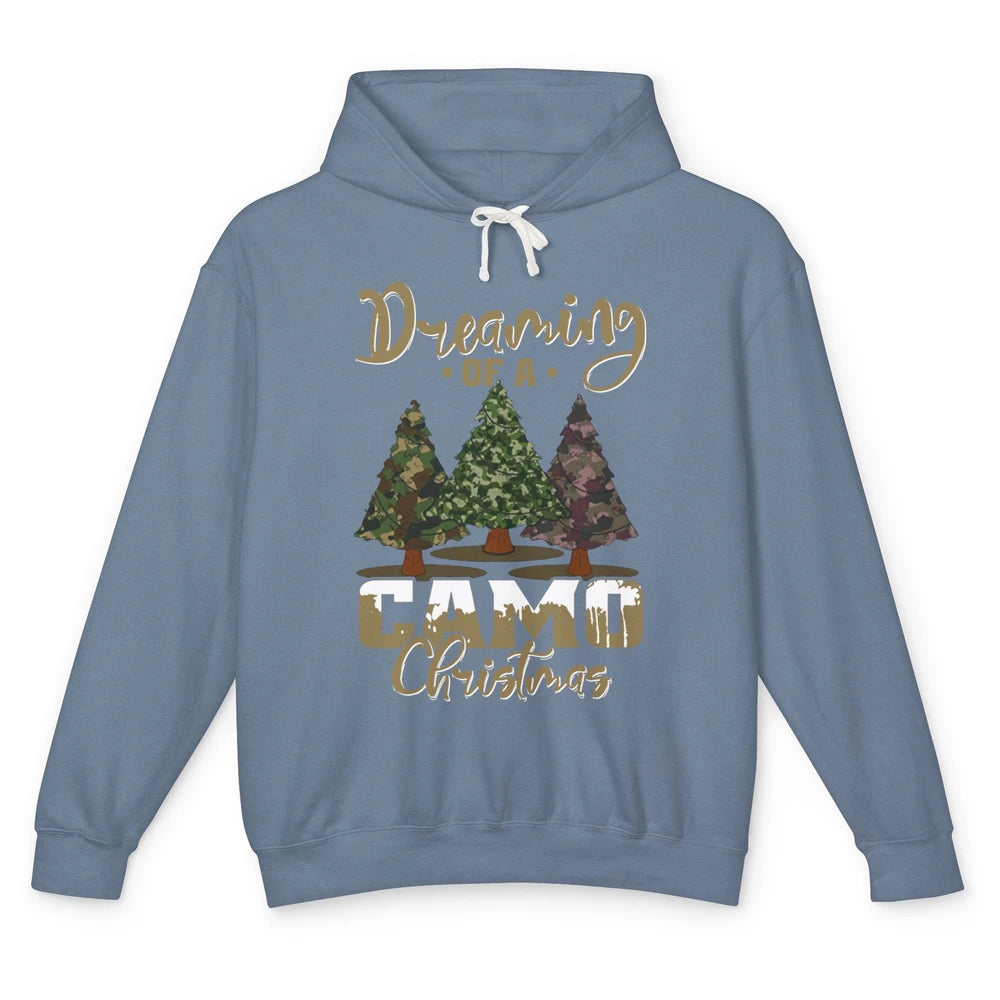 Christmas Tree Dreaming Of A Camo Christmas Veteran Gift Unisex Lightweight Hoodie