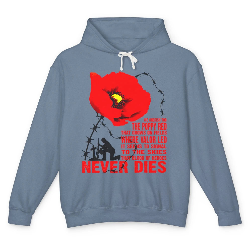 Memorial Day We Cherish Too The Poppy Red US Pride Gift Unisex Lightweight Hoodie