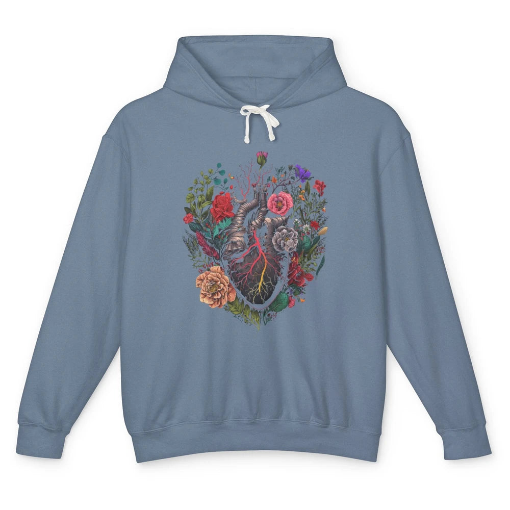 Anatomical Heart Show Your Love Anatomy Cardiologist Floral Unisex Lightweight Hoodie