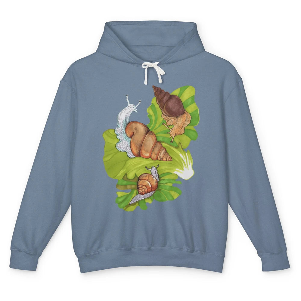 Cool Snail Shell Happy Snails On Leaf Life Watercolor Animal Unisex Lightweight Hoodie