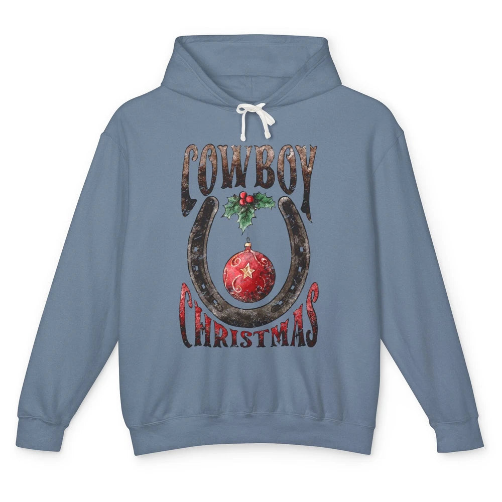 Christmas Cowboy Horseshoe Xmas Balls Western Christmas Unisex Lightweight Hoodie