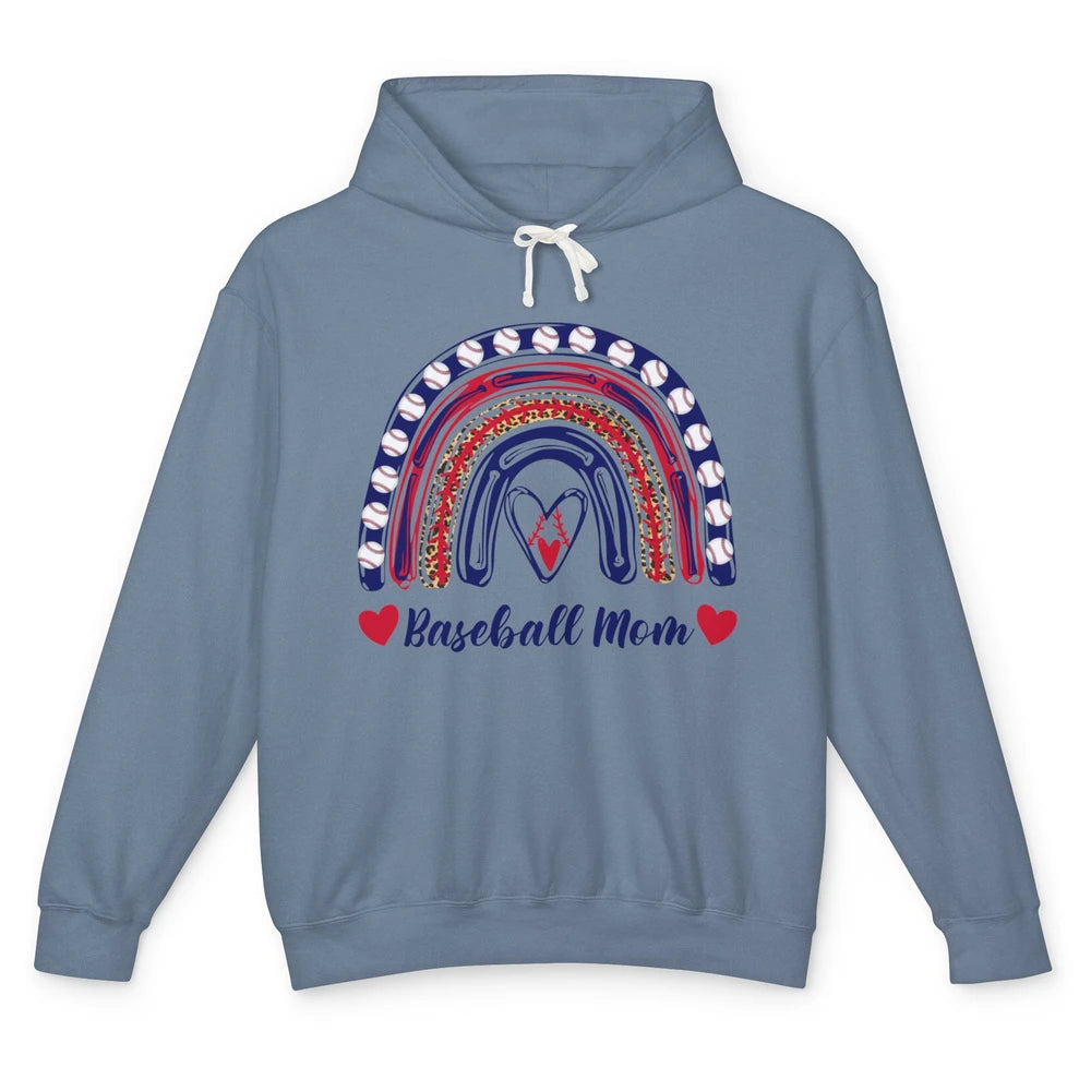 Baseball Mom Leopard Rainbow Proud Baseball Softball Players Unisex Lightweight Hoodie