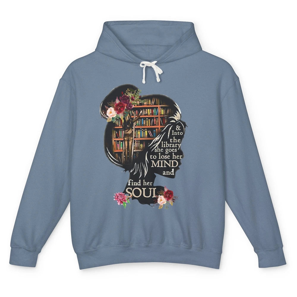 Bookish Into The Library She Goes Booknerd Reading Librarian Unisex Lightweight Hoodie