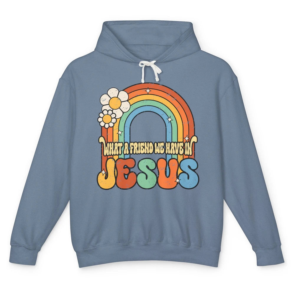 Boho Rainbow Christian What A Friend We Have In Jesus God Unisex Lightweight Hoodie