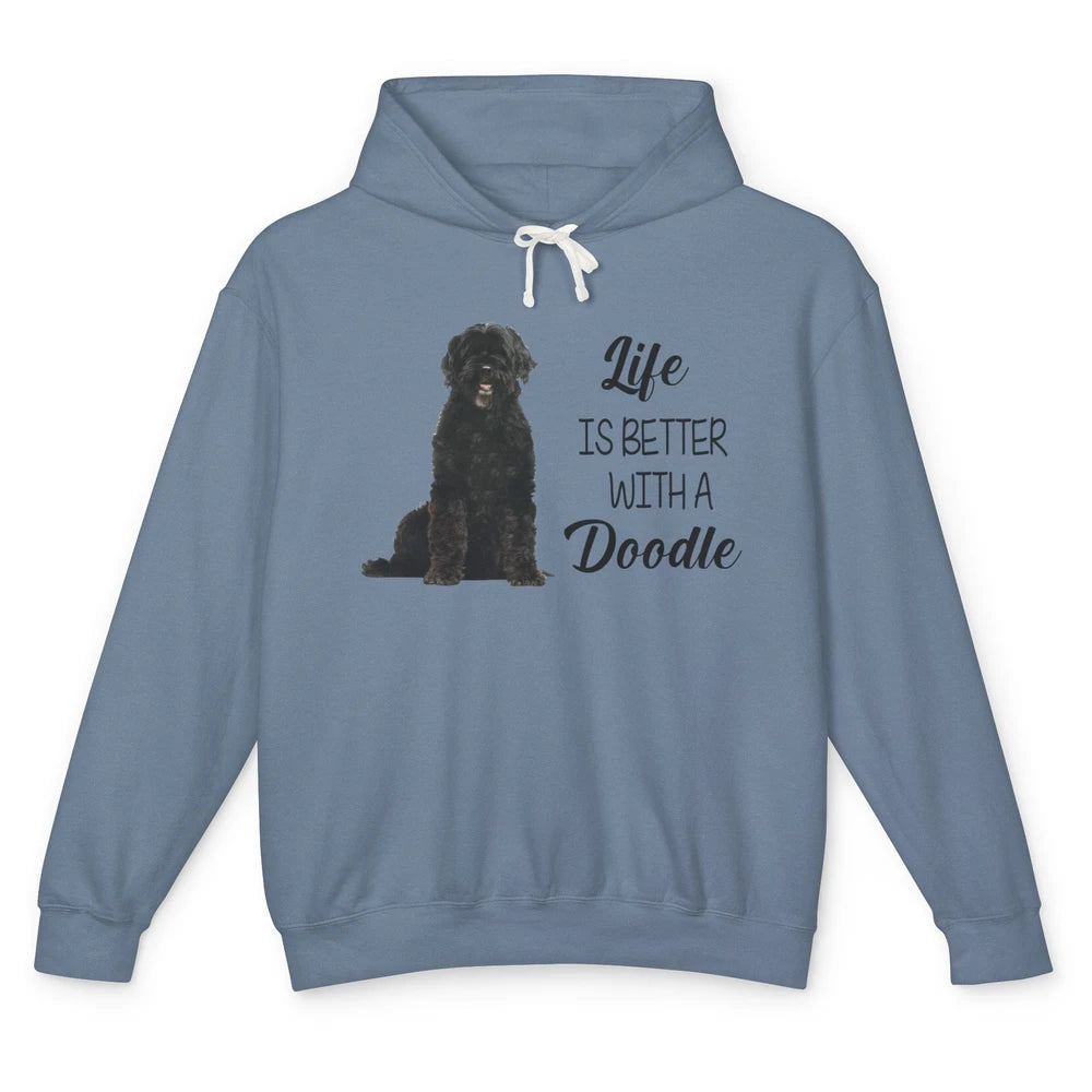 Black Labradoodle Life Is Better With A Doodle Dog Mom Gift Unisex Lightweight Hoodie