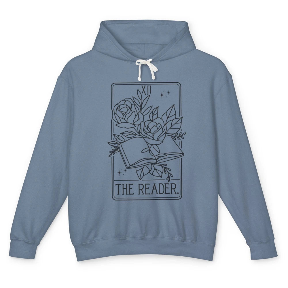 The Reader Tarot Card Mystic Floral Bookish Gothic Aesthetic Unisex Lightweight Hoodie