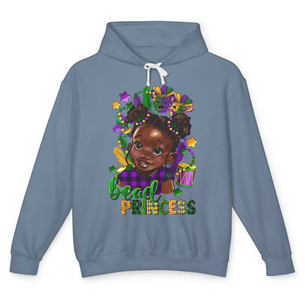 Mardi Gras Bead Princess Black Girl Fat Tuesday New Orleans Unisex Lightweight Hoodie