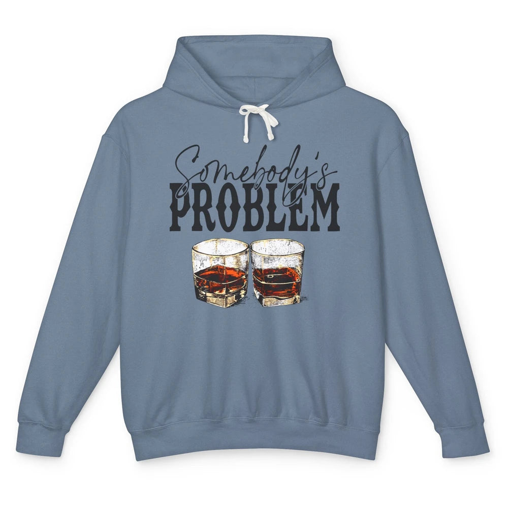 Leopard Whiskey Somebody's Problem Western Country Cowboy Unisex Lightweight Hoodie