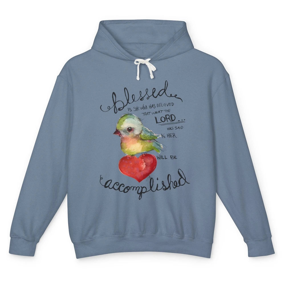 Christian Blessed Is She Who Believed Bible Verse Religious Unisex Lightweight Hoodie