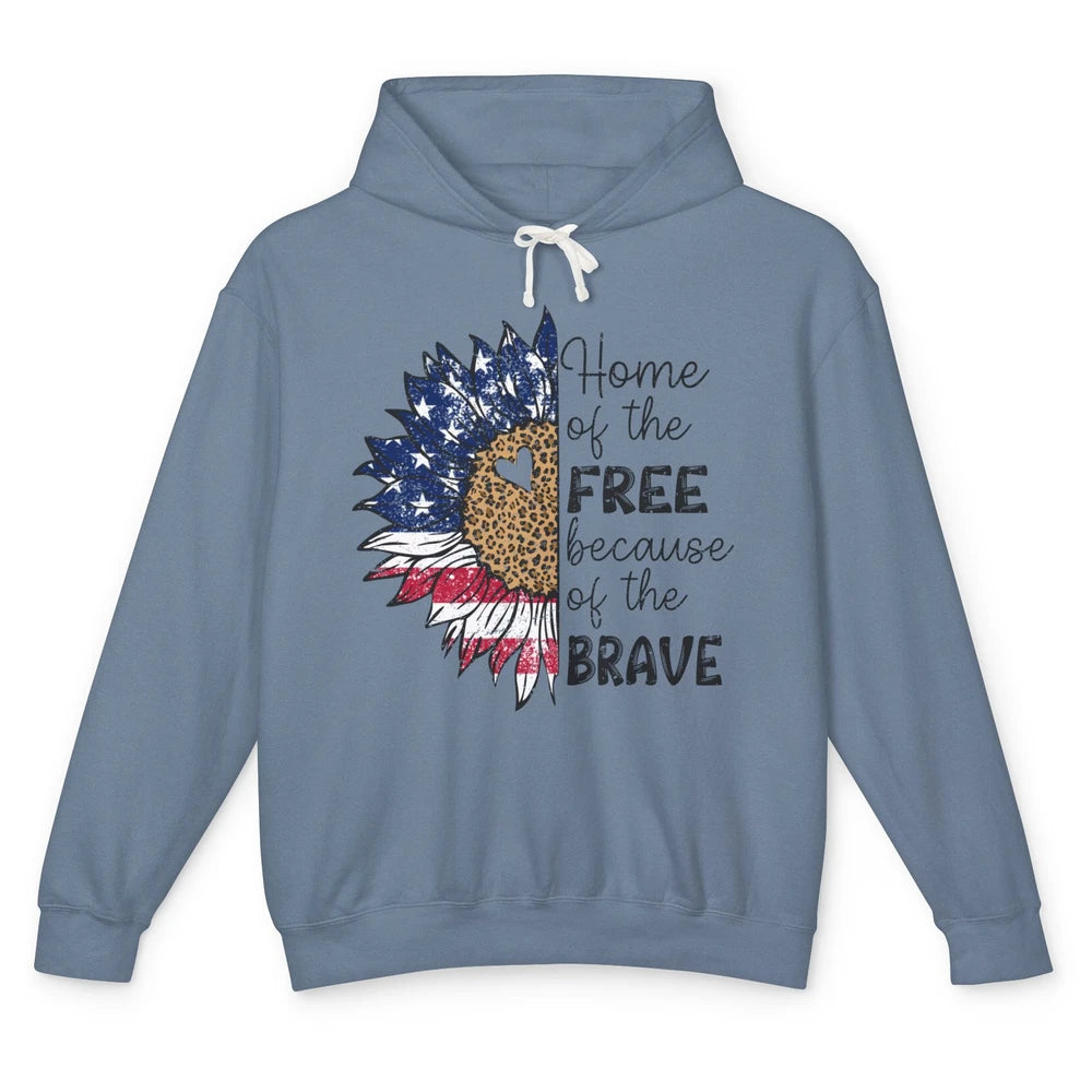 Sunflower 4th Of July Home Of The Free Because Of The Brave Unisex Lightweight Hoodie