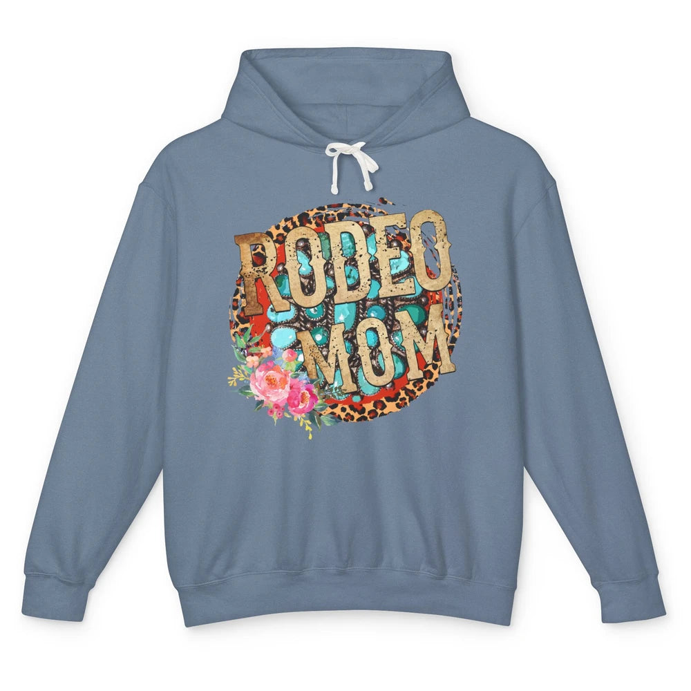 Floral Leopard Rodeo Mom Turquoise Western Country Cowgirl Unisex Lightweight Hoodie