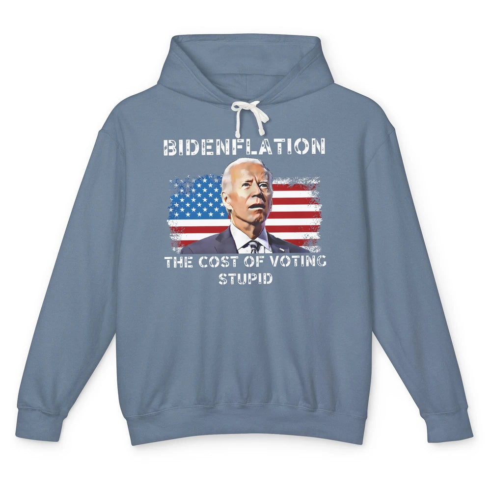 Funny Bidenflation Cost Of Voting Stupid Anti Joe Biden Unisex Lightweight Hoodie