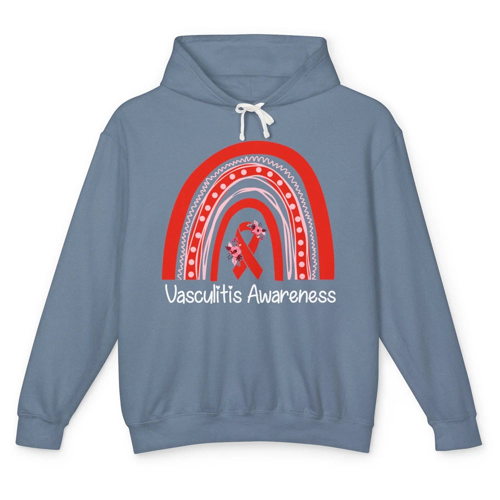 Vasculitis Awareness Red Ribbon Rainbow Blood Vessel Disease Unisex Lightweight Hoodie