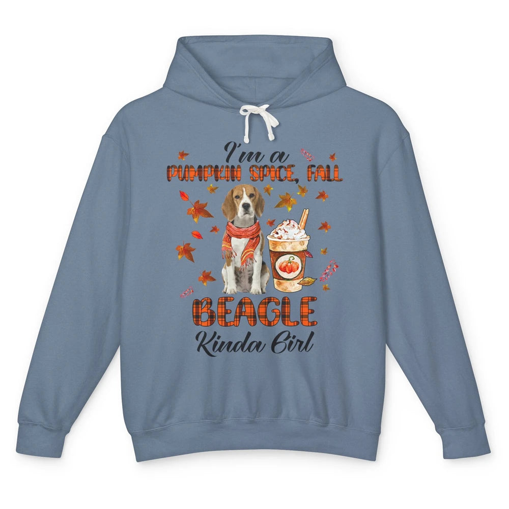 I'm A Pumpkin Spice Fall And Beagle Kinda Girl Fall Leaves Unisex Lightweight Hoodie