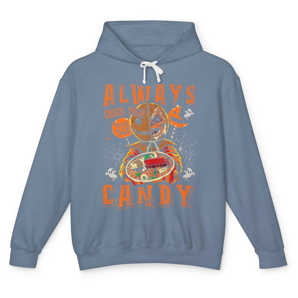 Always Check Your Candy Trick Treat Pumpkin Spooky Halloween Unisex Lightweight Hoodie