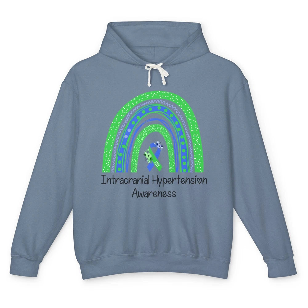 Intracranial Hypertension IIH Awareness Blue Green Rainbow Unisex Lightweight Hoodie