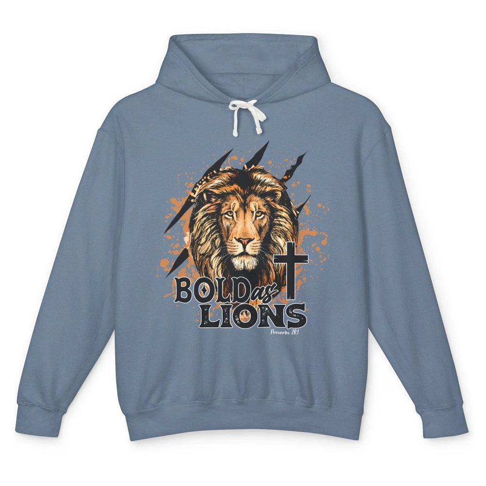 Bold As Lion Of Judah Bible Verse Christian Faith Religious Unisex Lightweight Hoodie