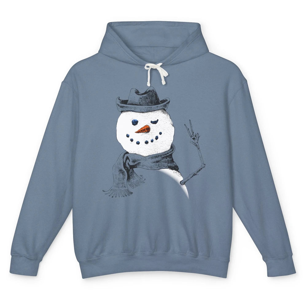 Snowman Peace Sign Christmas Snow Frosty Winter Xmas Gift Unisex Lightweight Hoodie