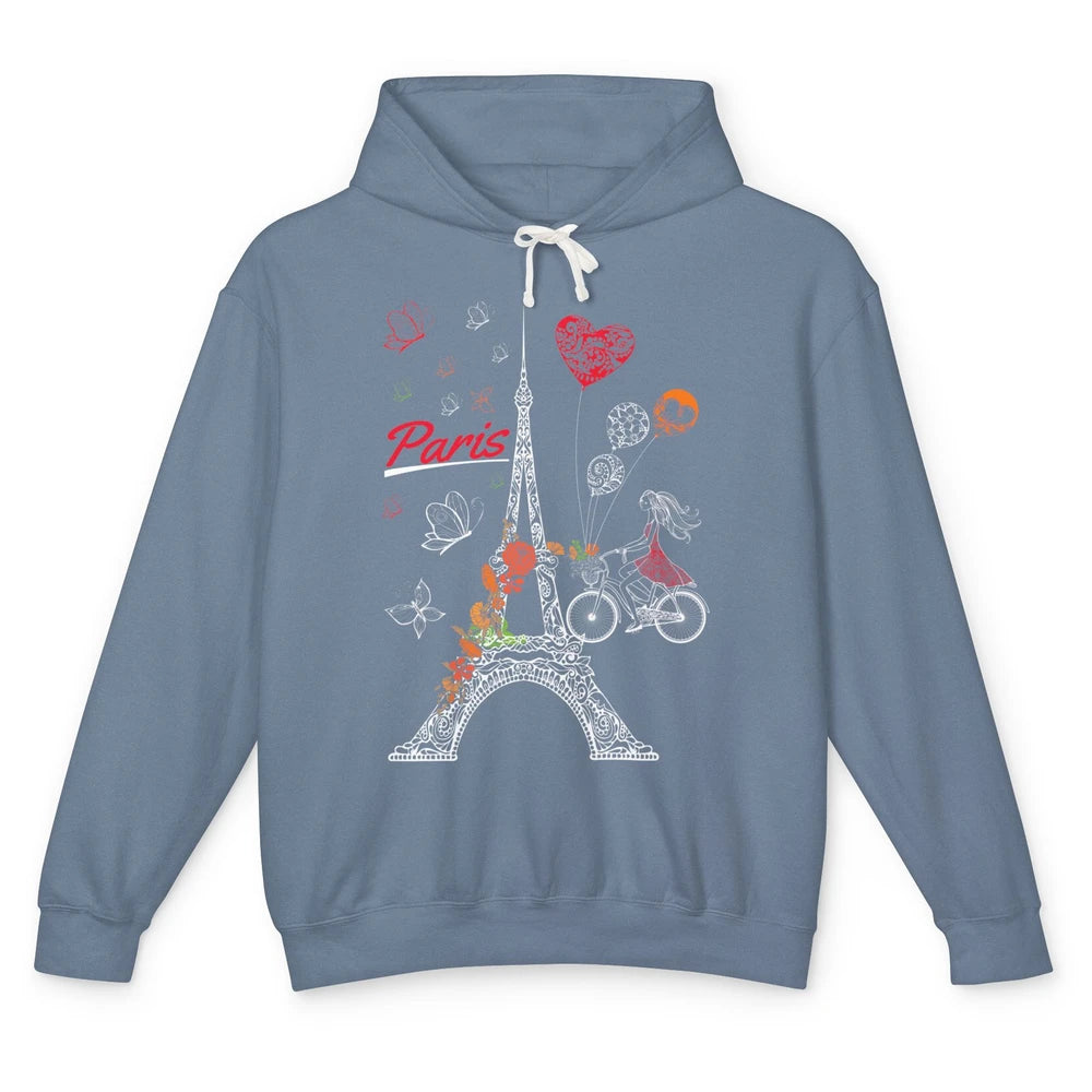 Love Paris France Souvenir Eiffel Tower Minimalist Aesthetic Unisex Lightweight Hoodie