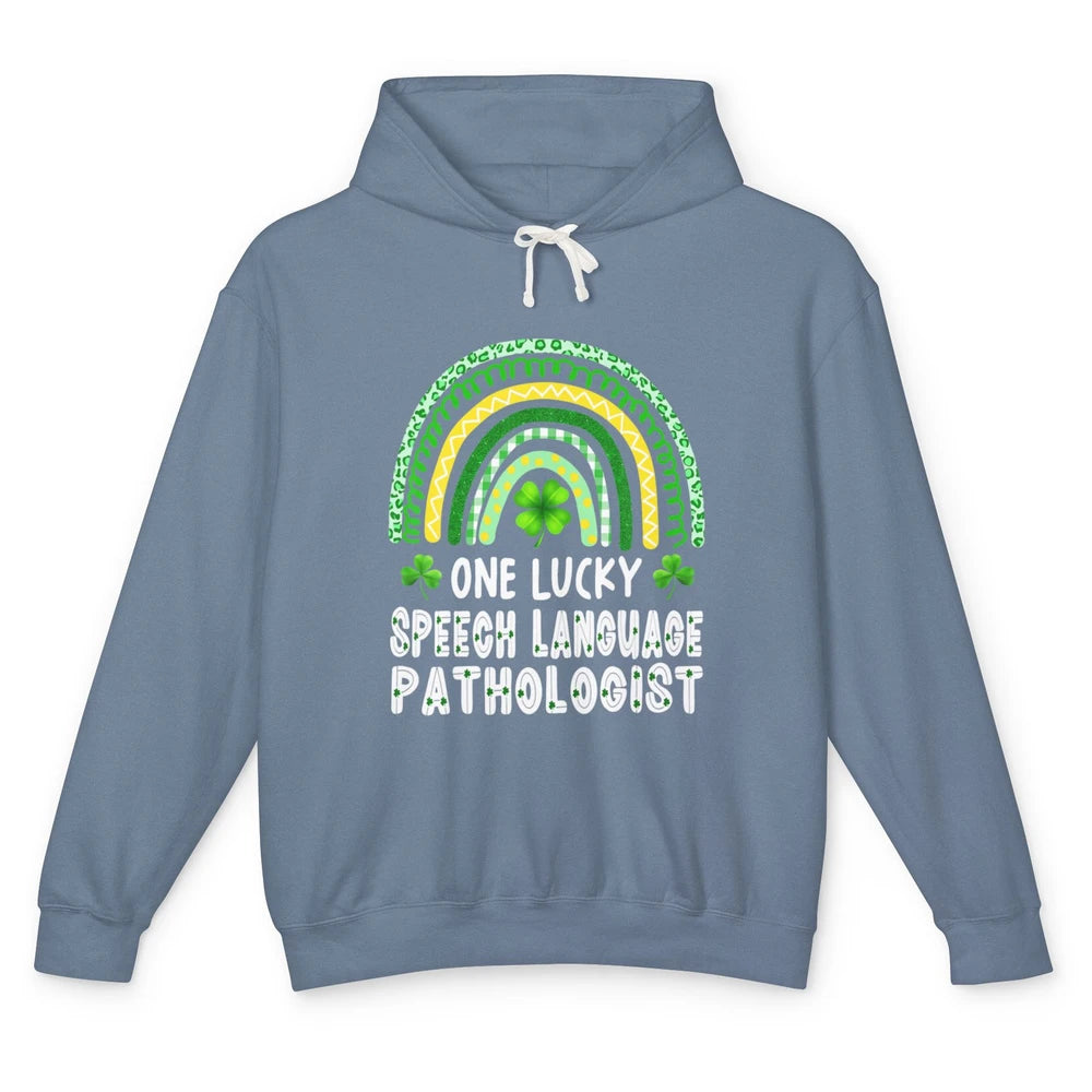 Lucky Speech Language Pathologist SLP Rainbow St Patrick Day Unisex Lightweight Hoodie