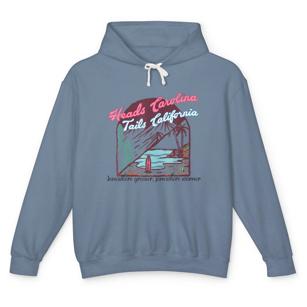 Western Heads Carolina Tails California Retro Beach Surf Unisex Lightweight Hoodie