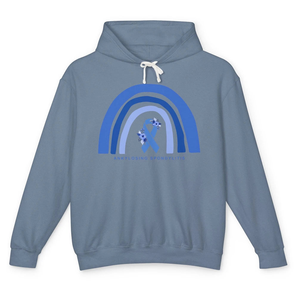 Ankylosing Spondylitis Awareness Support Floral Blue Ribbon Unisex Lightweight Hoodie