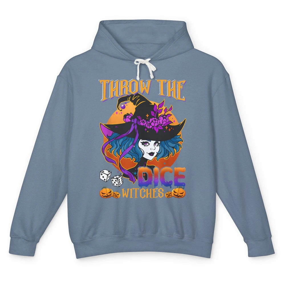 Retro Throw The Dice Witches Bunco Halloween Pumpkin Gothic Unisex Lightweight Hoodie