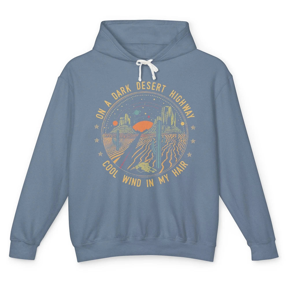 Adventure Camping Retro Dark Desert Highway Travel Gift Unisex Lightweight Hoodie