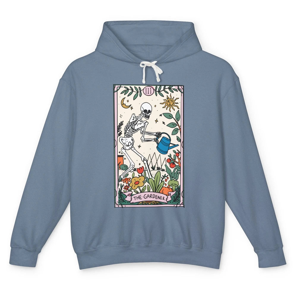 Gardening Because Murder Is Wrong Tarot Skeleton Gardener Unisex Lightweight Hoodie