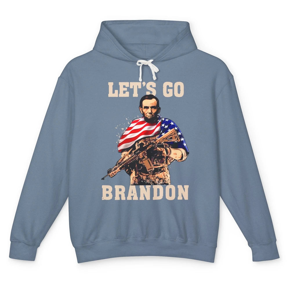 Abraham Lincoln US Flag Lets Go Brandon Conservative Liberal Unisex Lightweight Hoodie