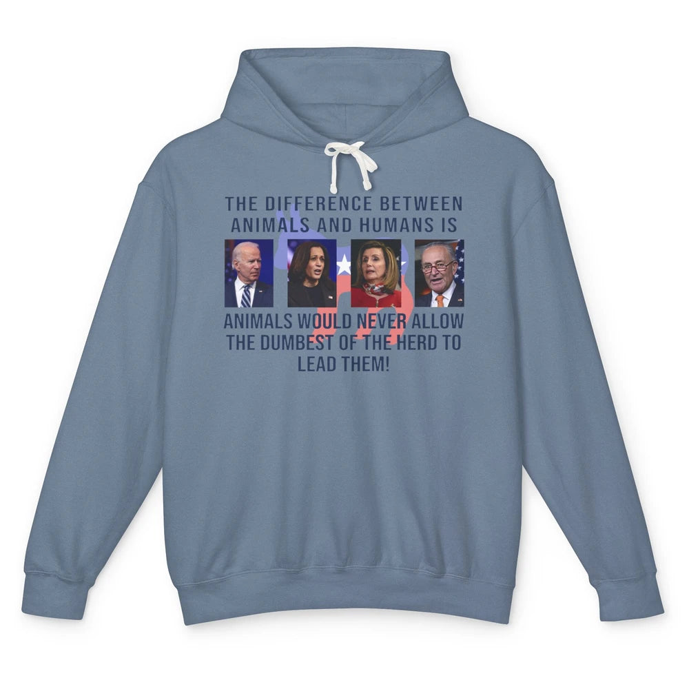 Funny Anti Biden Never Allow The Dumbest To Lead Democrats Unisex Lightweight Hoodie