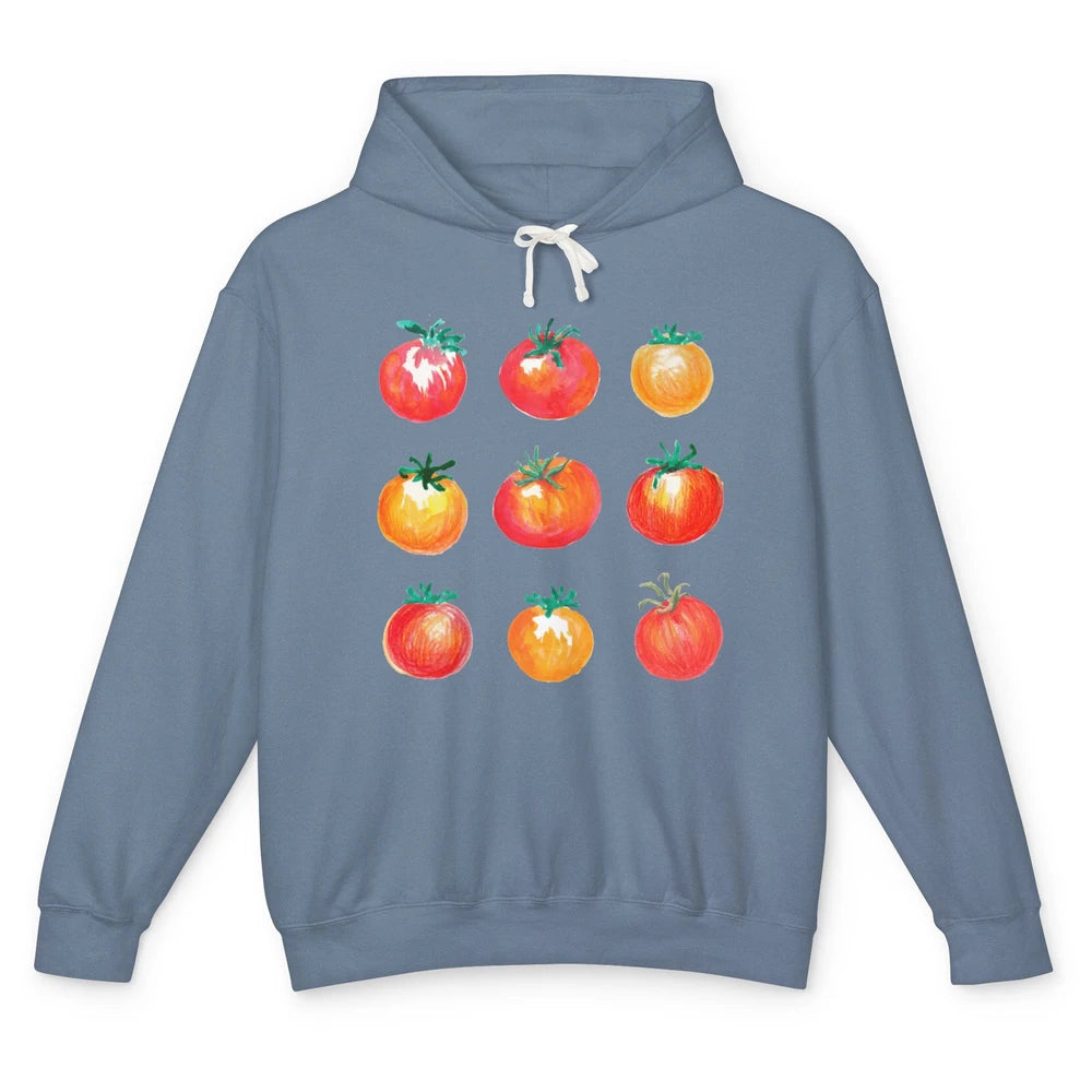 Funny Tomato Pun Hand Draw Tomatoes Watercolor Summer Foodie Unisex Lightweight Hoodie