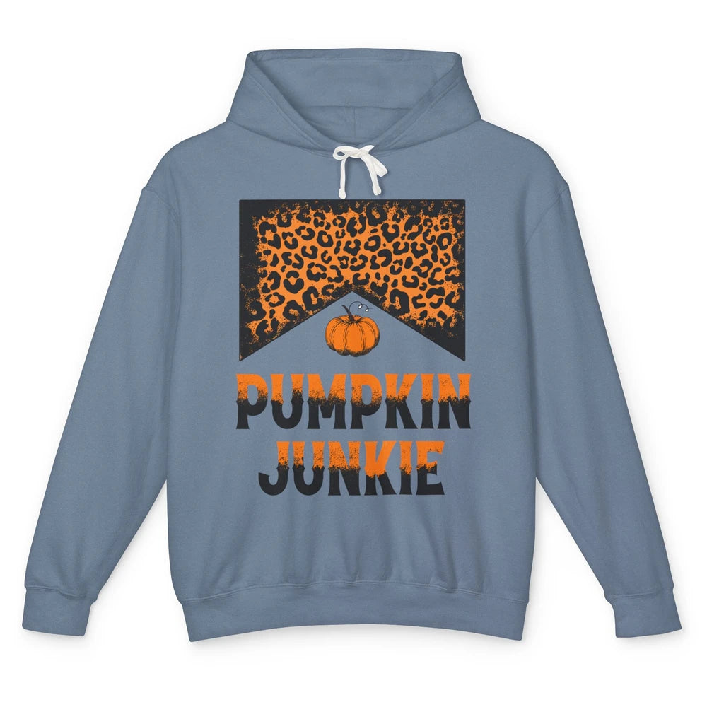 Retro Pumpkin Junkie Leopard Thanksgiving Western Country Unisex Lightweight Hoodie