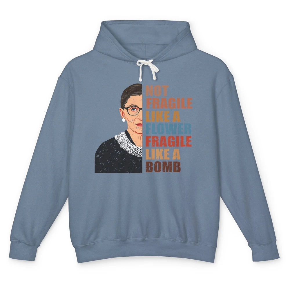 Retro Notorious RBG Fragile Like A Bomb Feminist Women Right Unisex Lightweight Hoodie