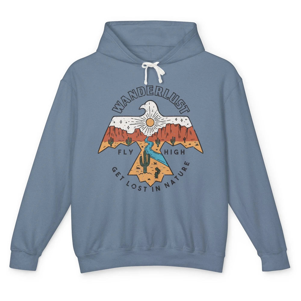 Vintage Eagle Desert Wanderlust Get Lost In Nature Outdoor Unisex Lightweight Hoodie