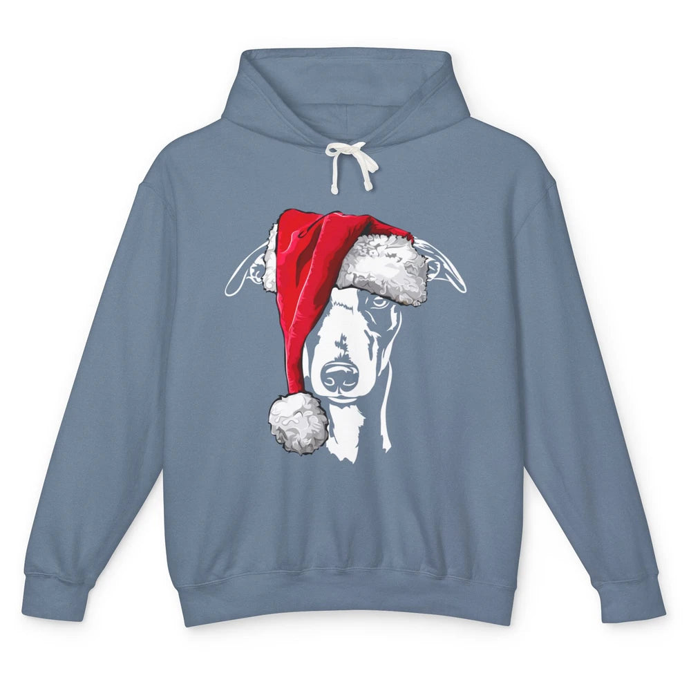 Merry Christmas Funny Whippet Santa Claus Hat Xmas Dog Retro Unisex Lightweight Hoodie