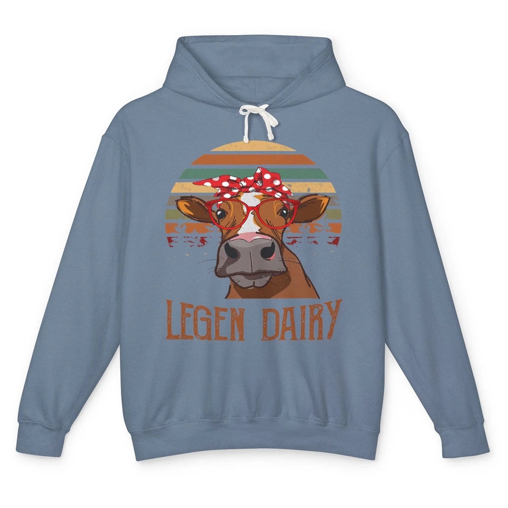 Retro Funny Highland Cow Legend Dairy Heifer Farm Animal Unisex Lightweight Hoodie