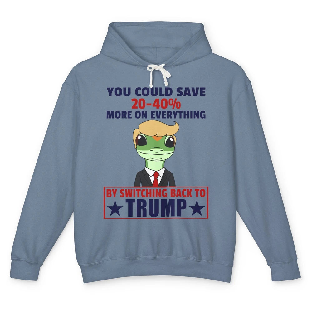 Funny Trump Gecko Switch Back To Trump Save More Republican Unisex Lightweight Hoodie