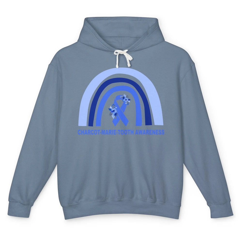 Charcot-marie-tooth Disease Awareness Floral Blue Rainbow Unisex Lightweight Hoodie