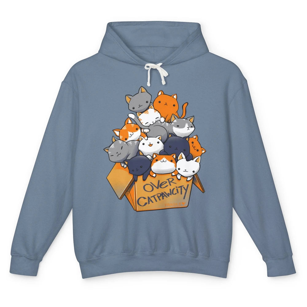 Funny Cat In Box Over Cat Paw City Abandoned Cats Adopt Cat Unisex Lightweight Hoodie