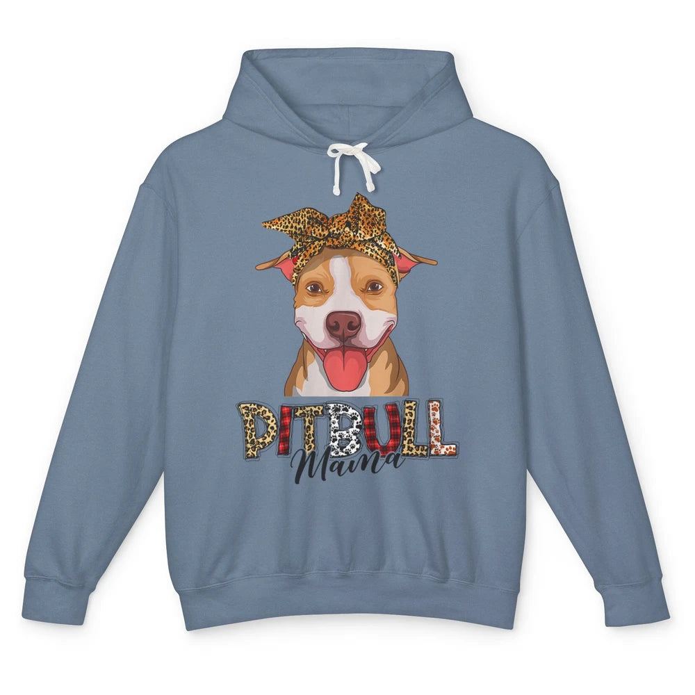 Cute Pitbull Mama Leopard Mothers Day Funny Pittie Women Dog Unisex Lightweight Hoodie