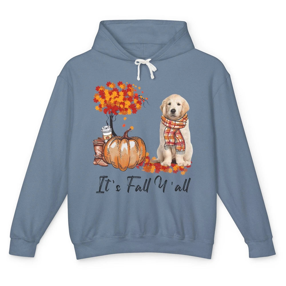 Golden Retriever Pumpkin Happy Fall Yall Autumn Thanksgiving Unisex Lightweight Hoodie