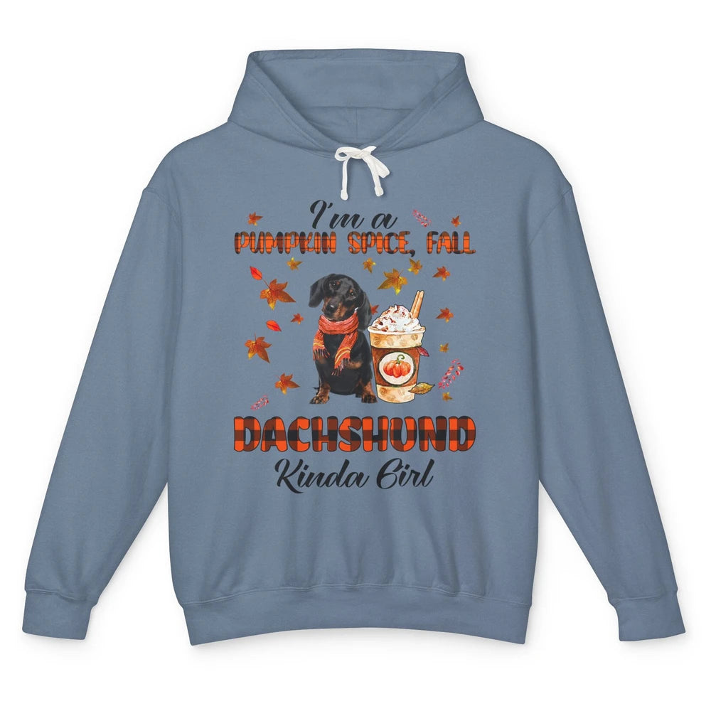 I'm A Pumpkin Spice Fall And Dachshund Kinda Girl Fall Leave Unisex Lightweight Hoodie