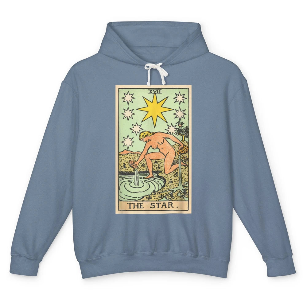 The Star Tarot Card Lady Crescent Vintage Moon Halloween Unisex Lightweight Hoodie