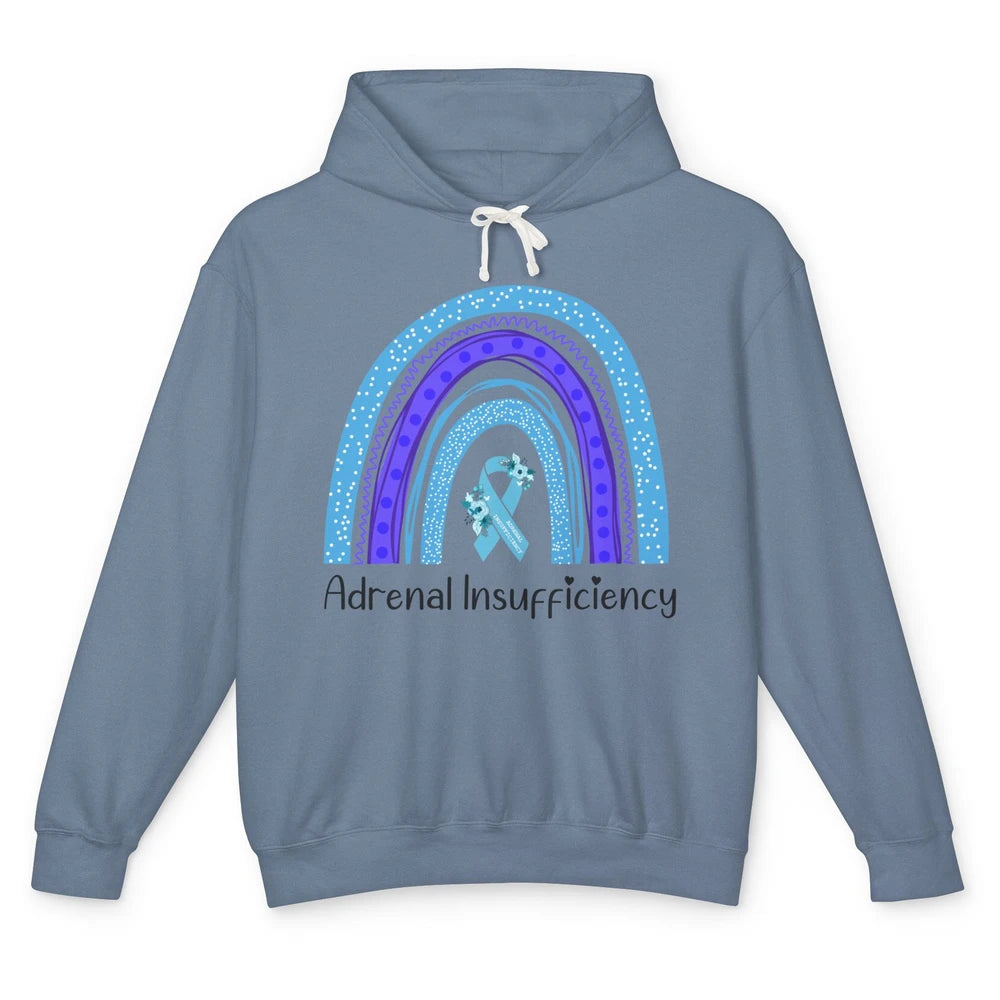 Adrenal Insufficiency Awareness Floral Light Blue Ribbon Unisex Lightweight Hoodie