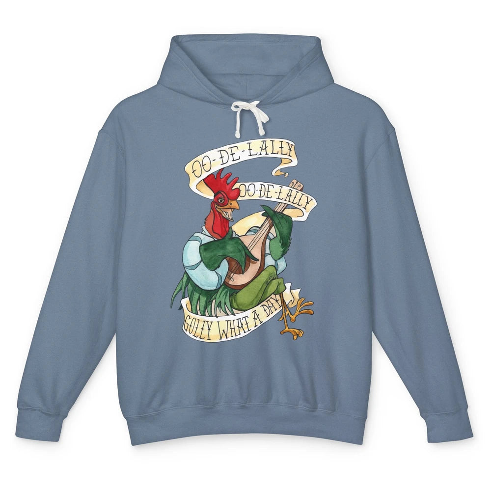 Funny Chicken Rooster Play Banjo What A Day Musician Rooster Unisex Lightweight Hoodie