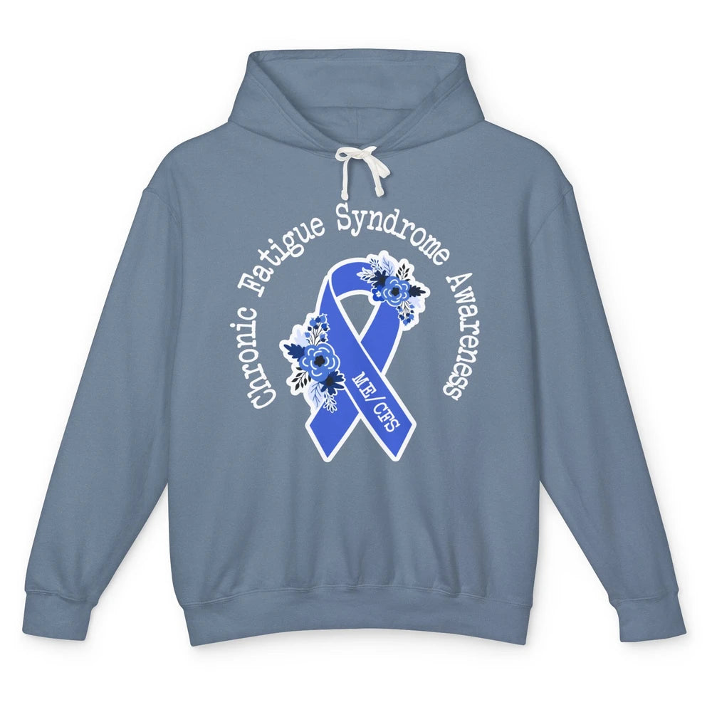 ME/CFS Chronic Fatigue Syndrome Awareness Floral Blue Ribbon Unisex Lightweight Hoodie