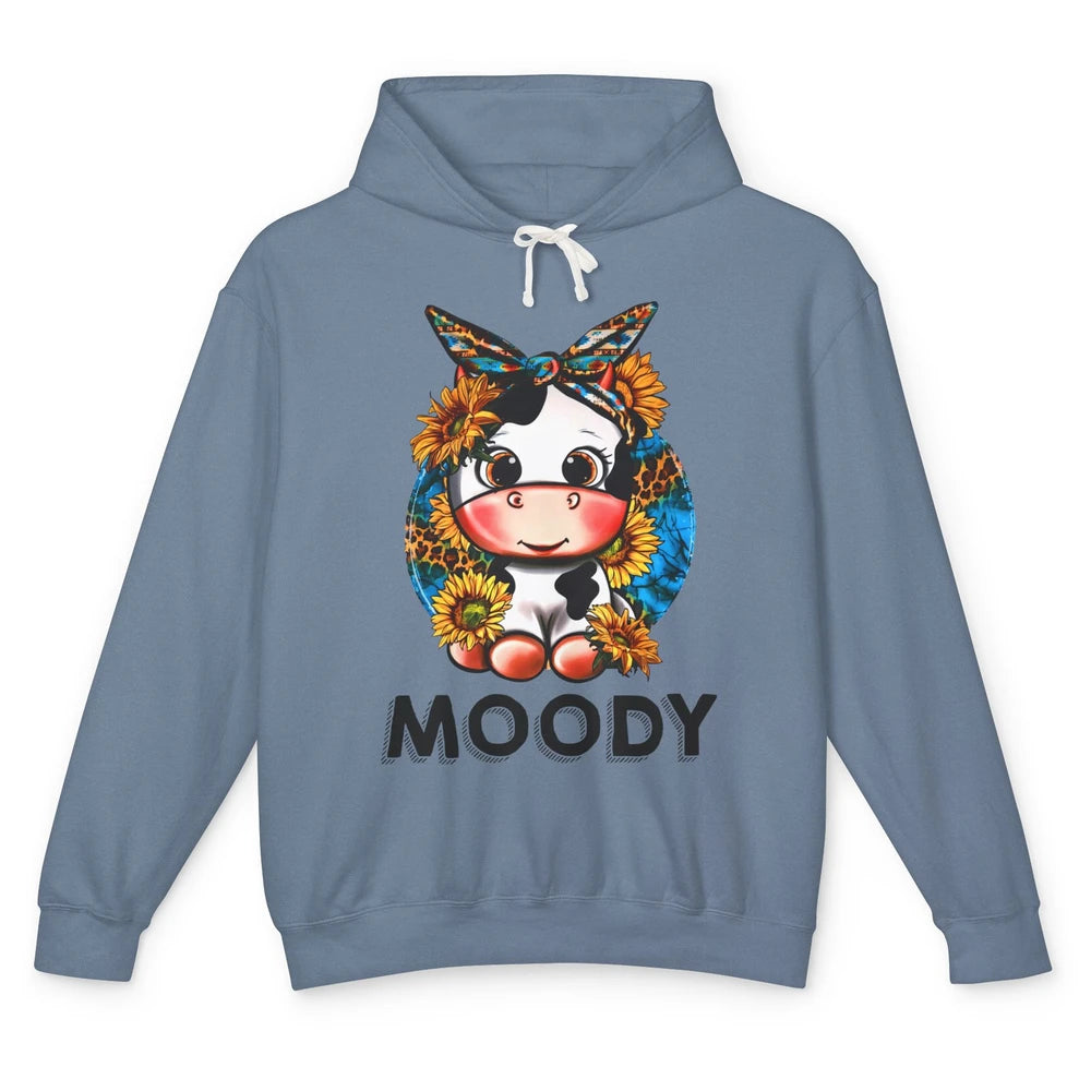 Sunflower Baby Cow Moody Highland Cow Heifer Western Cattle Unisex Lightweight Hoodie