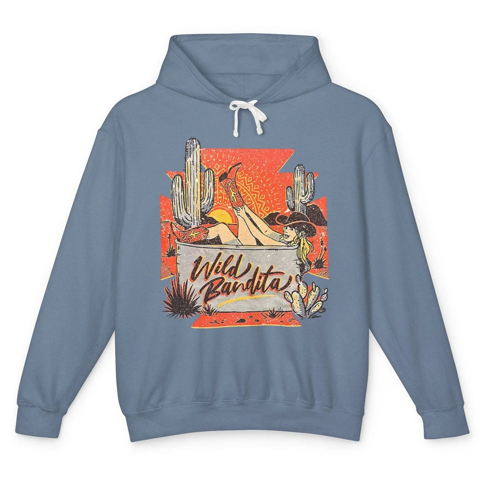 Retro Desert Cactus Cowgirl Wild Bandita Western Country Unisex Lightweight Hoodie